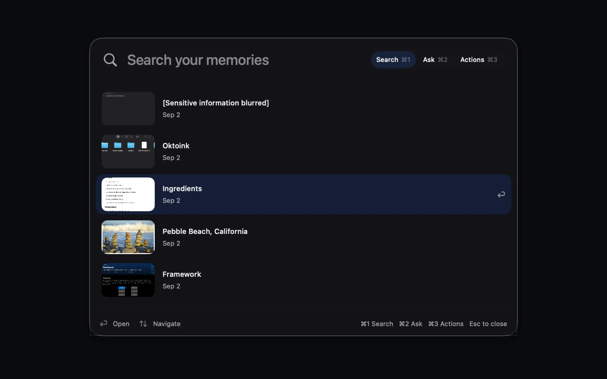 Searching memories by recognized text in Remember This